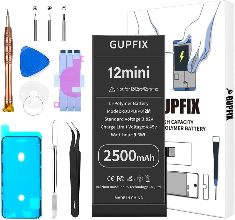 GUPFIX Diagnostic Battery for iPhone 12mini No Pop-up Unknown Part Warning, 3500mAh High Capacity Li-Polymer Rechargeable Battery Replacement for iPhone 12mini - Image 1